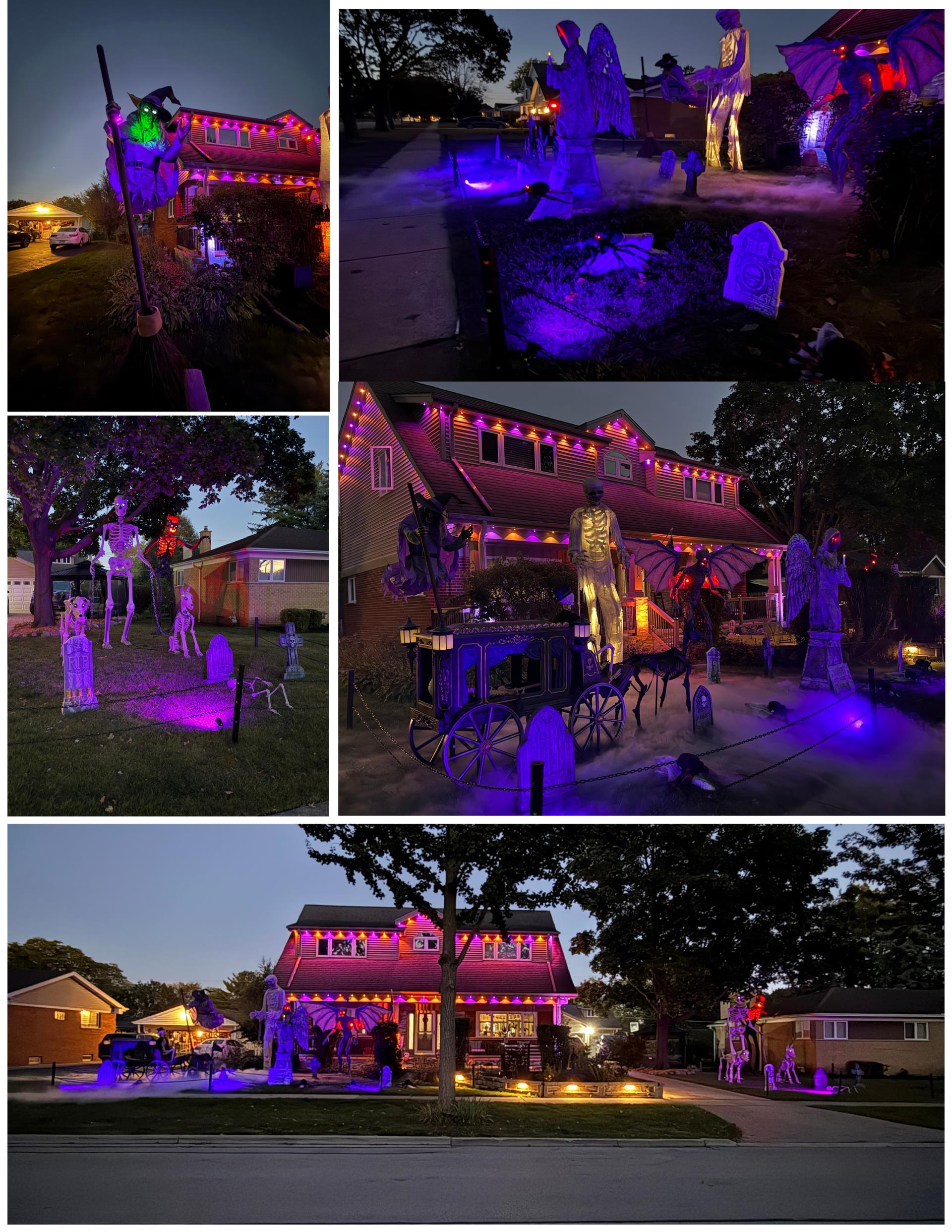A house adorned with Halloween decorations